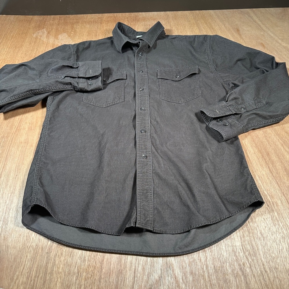 Aigle Corduroy Button Down Shirt Mens Large Brown Long Sleeve Cotton Outdoor